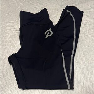 Peloton Black Leggings with Logo and stitching Stripes